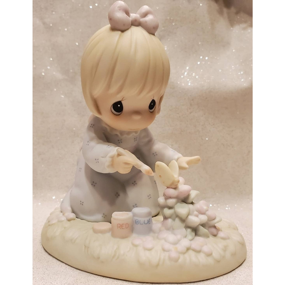 PRECIOUS Moments 1988 porcelain figurine, "God Bless You For Touching My Life"